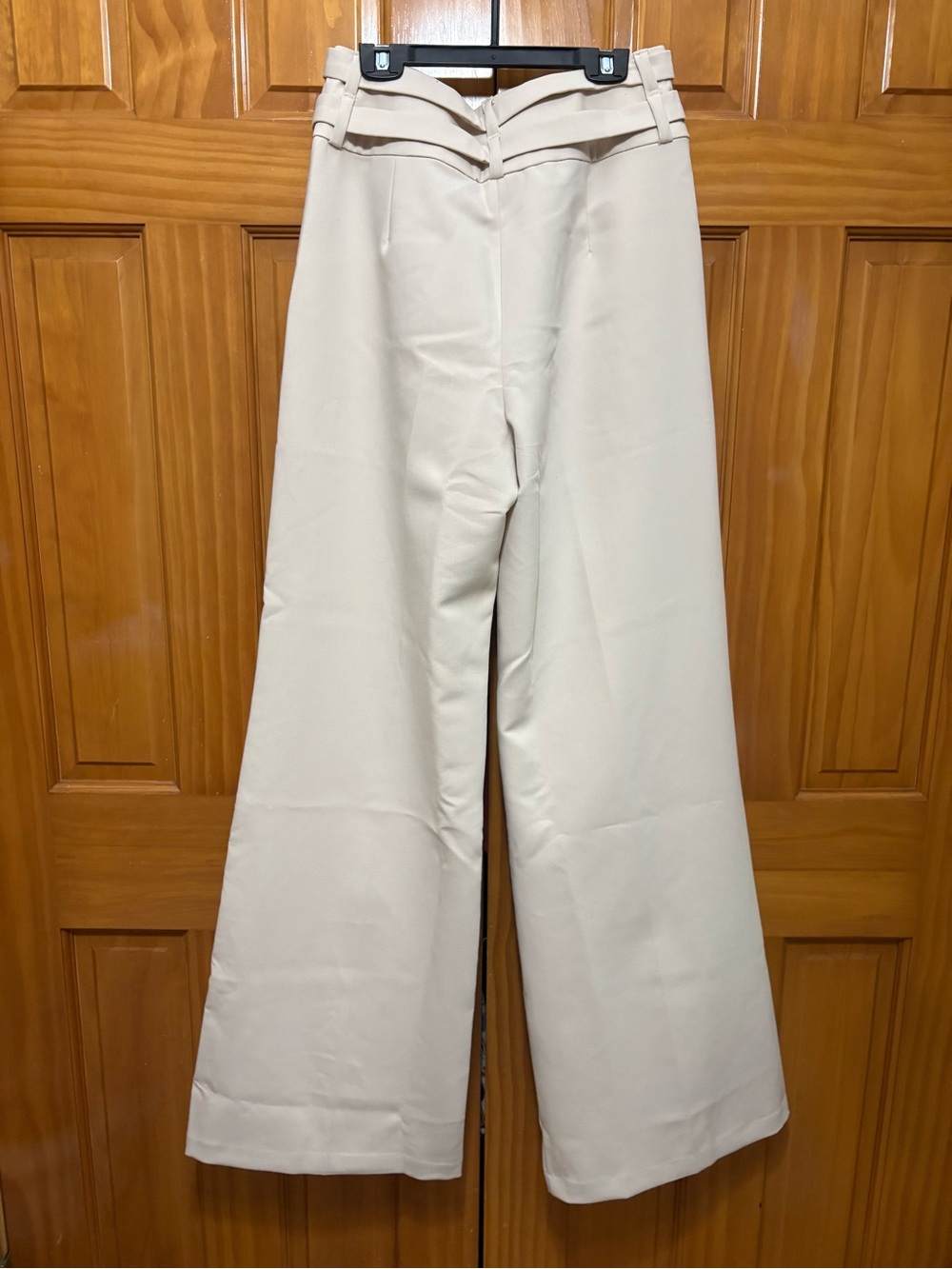 Amanda Uprichard Cream High-Rise Wide Leg Trousers w/ Double Belt Detail Size S - Picture 6 of 12